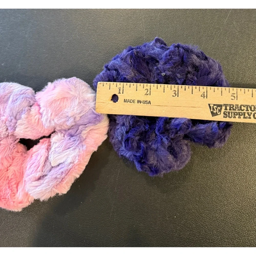 Sew Sweet Minky Designs Womens Hair Scrunchie Set Of 2 Pink Purple Plush NEW